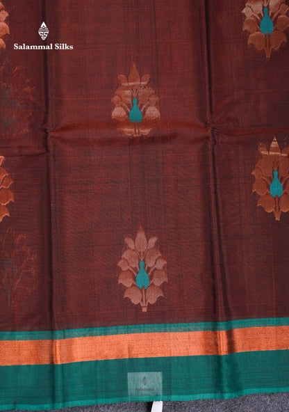 Beautiful Ananda Blue Zari Butta Menakari Work SICO Cotton Saree With Contrast Pink Blouse