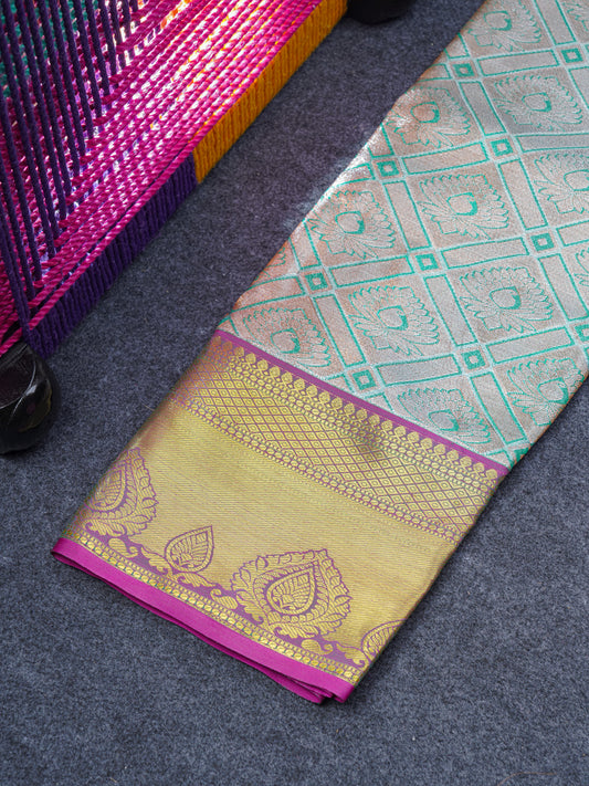 Semi Silk Pattu Pavadai (Neon Green Tissue) With Blouse 27"