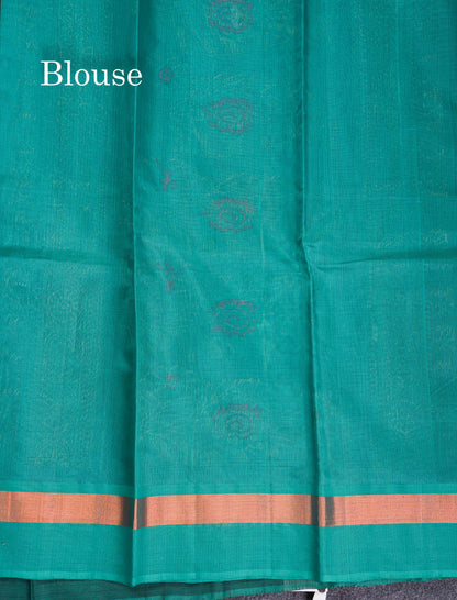 Beautiful Ananda Blue Zari Butta Menakari Work SICO Cotton Saree With Contrast Pink Blouse