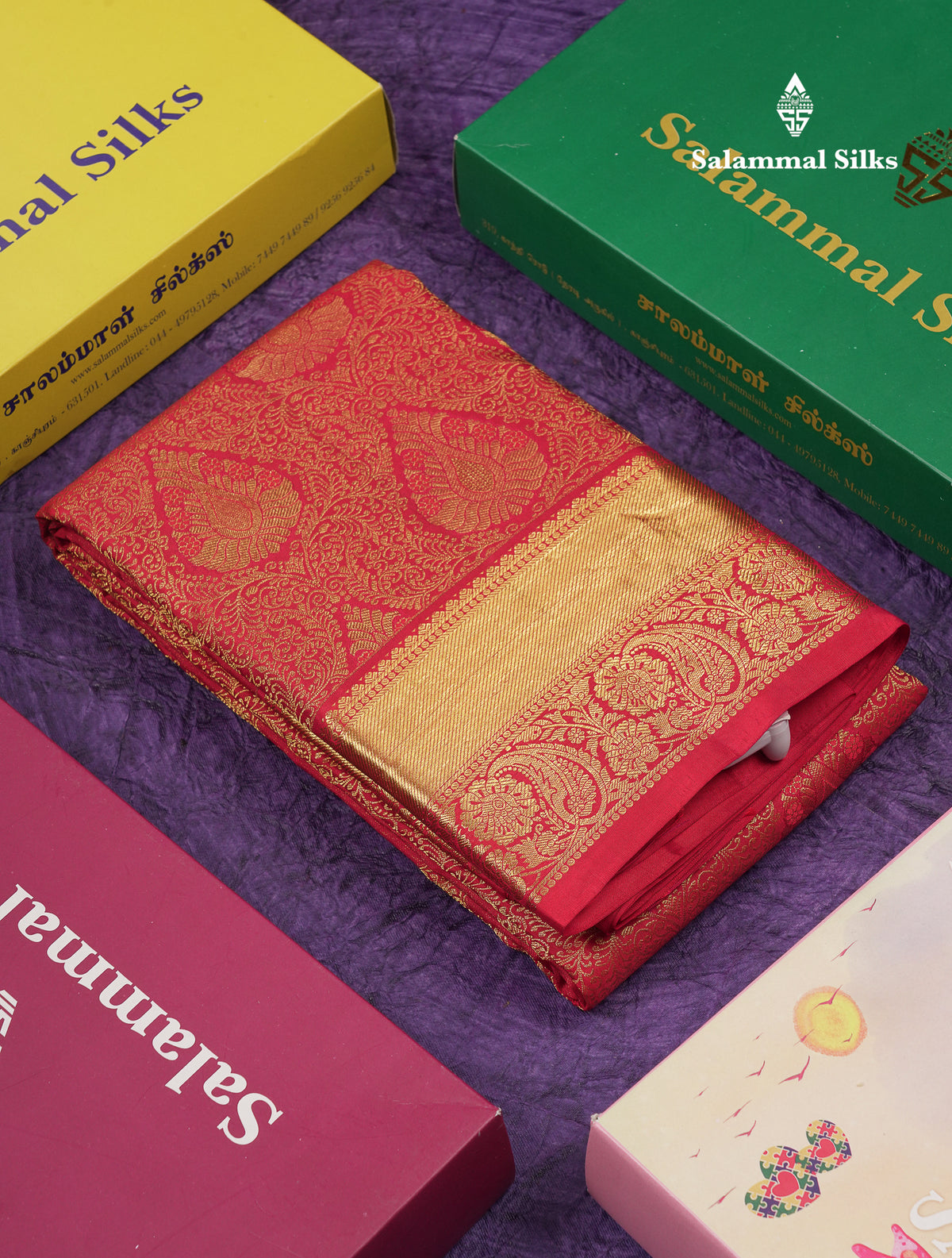 Beautiful Red Bridal Pure Kanjivaram Silk Saree With Traditional Border