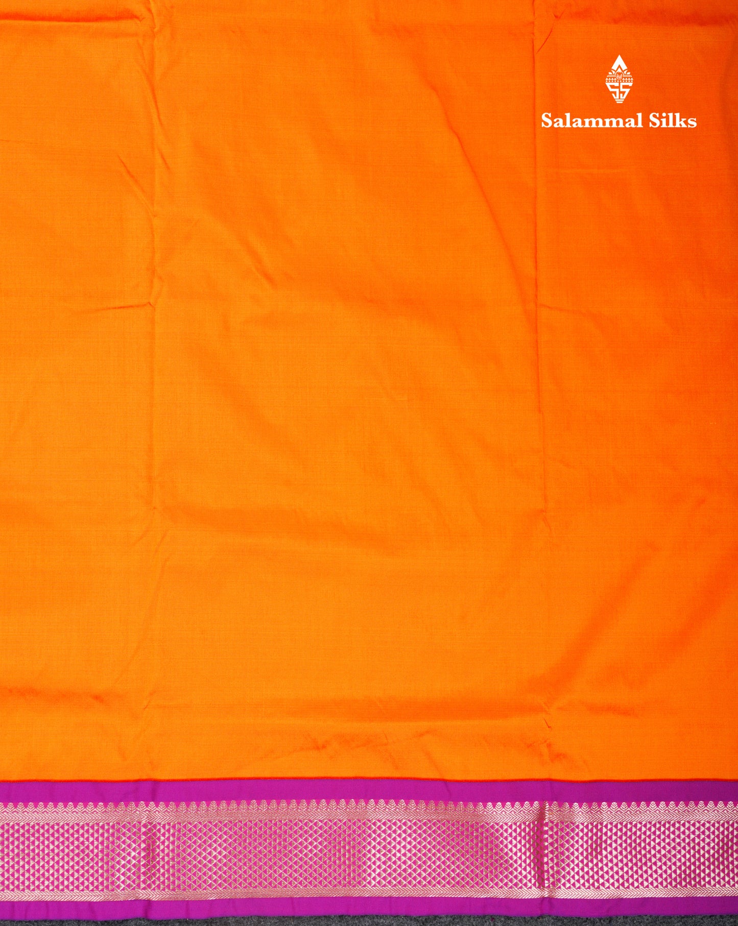 11 Yards Plain Semi Silk Saree Mango Yellow with Contrast Purple Border