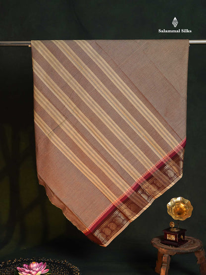 Chettinad Pure Cotton Saree - Navy Blue Colour Body Plain With Bottle Green Border