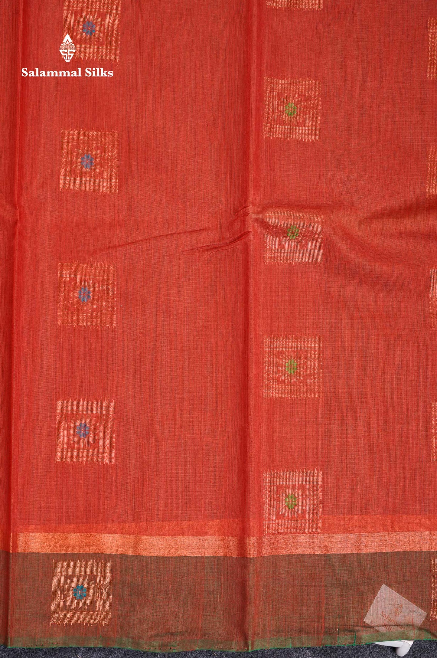 Beautiful Dual Tone Peach Orange Menakari Work SICO Cotton Saree With Contrast Bottle Green Blouse
