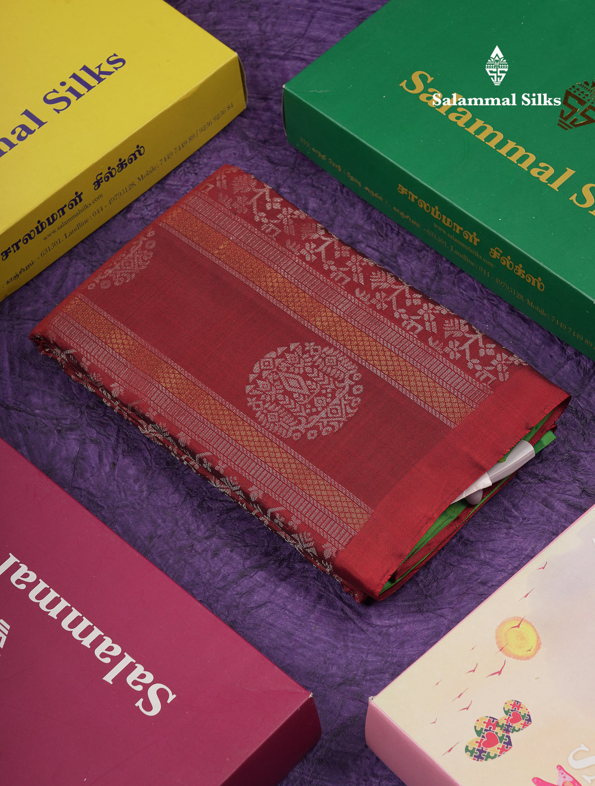 Beautiful Dark Maroon Fancy Pure Kanjivaram Silk Saree With Contrast Rexona Green Blouse