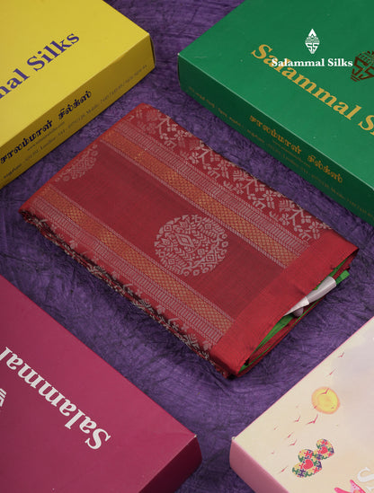 Beautiful Dark Maroon Fancy Pure Kanjivaram Silk Saree With Contrast Rexona Green Blouse