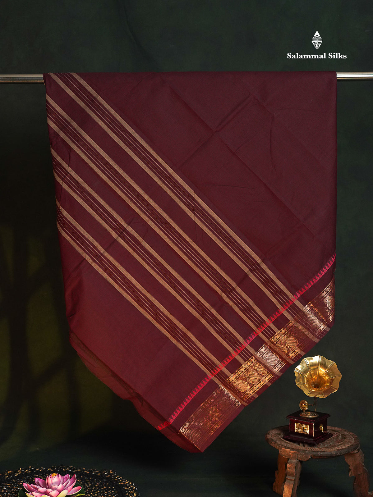 Chettinad Pure Cotton Saree - Rust Orange Colour Body Plain With Magenta Border
