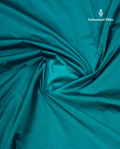 9.5 Yards Semi Silk Saree Peacock Green With Contrast Pink Traditional Border