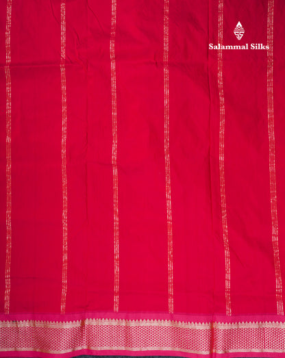 11 Yards Plain Semi Silk Saree Mango Yellow with Contrast Purple Border