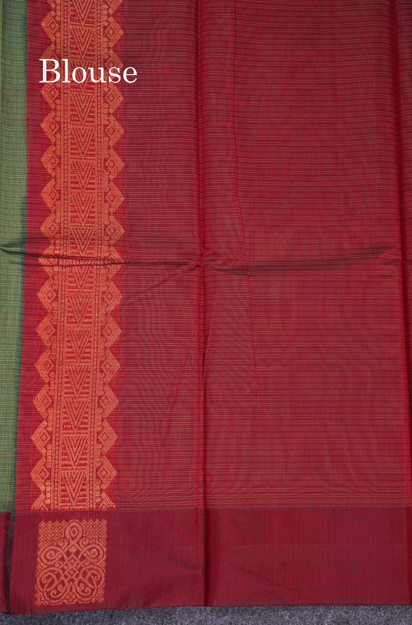 Beautiful Elaichi Green Zari Butta Kota Cotton Saree With Contrast Dark Maroon Fancy Border