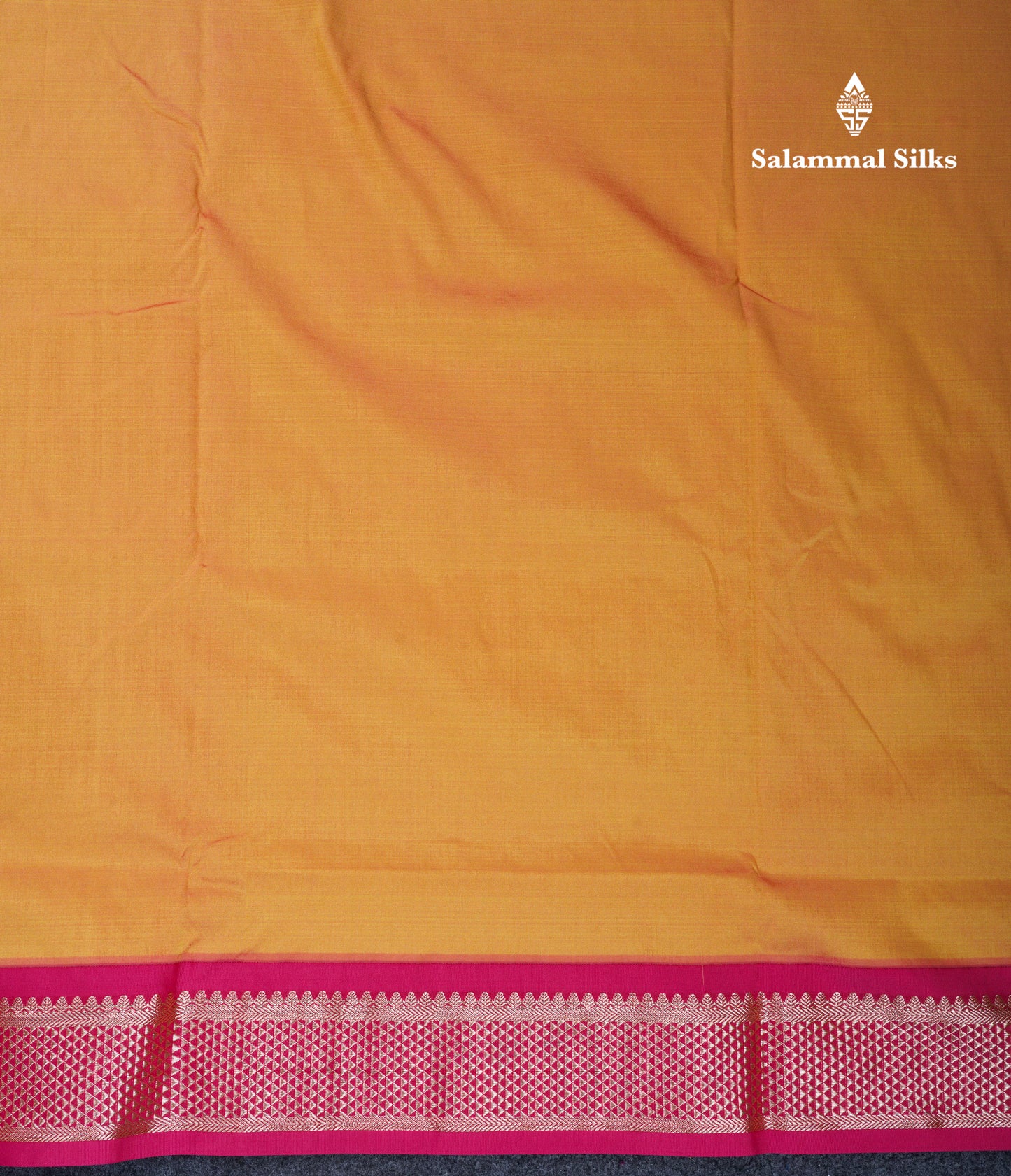 11 Yards Plain Semi Silk Saree Mango Yellow with Contrast Purple Border