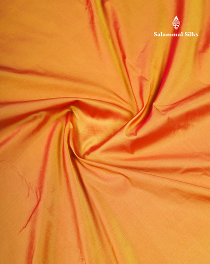 11 Yards Plain Semi Silk Saree Mango Yellow with Contrast Purple Border