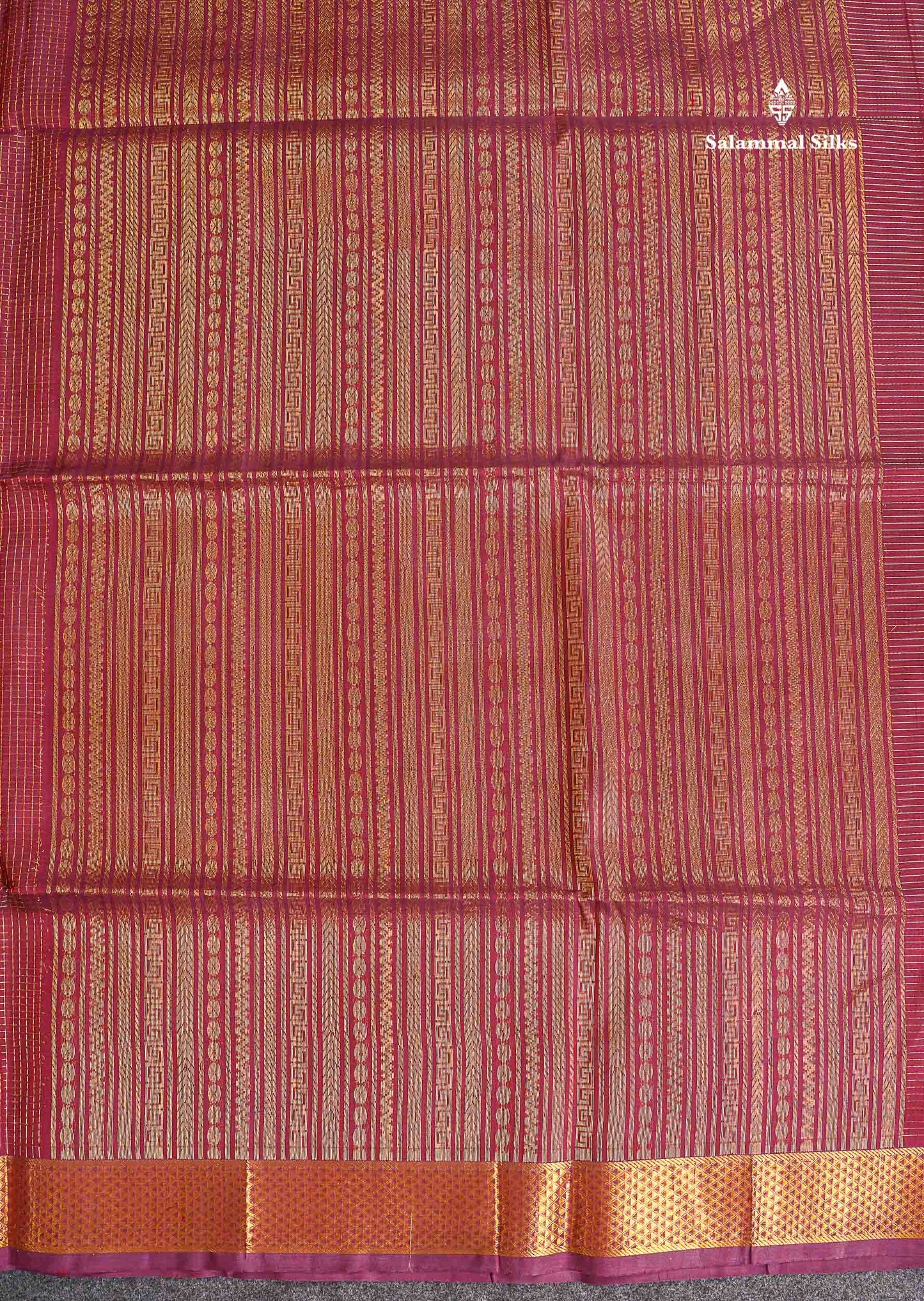 Pure Silk Cotton Saree - Maroon Colour Body Small Zari Checks With Traditional Border