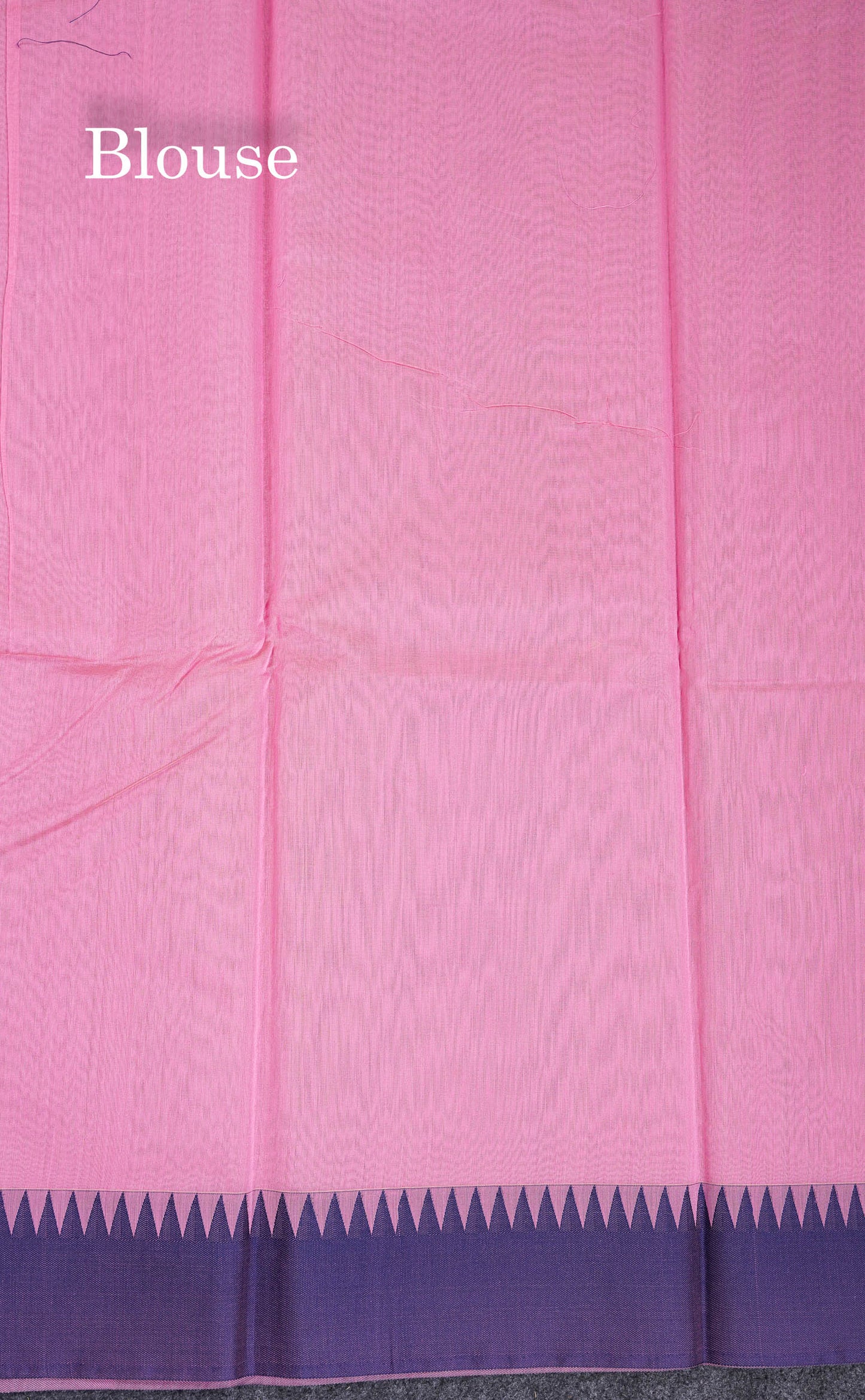 Beautiful Light Pink Thread Butta Kota Cotton Saree With Contrast Dual Tone Blue Traditional Temple Border