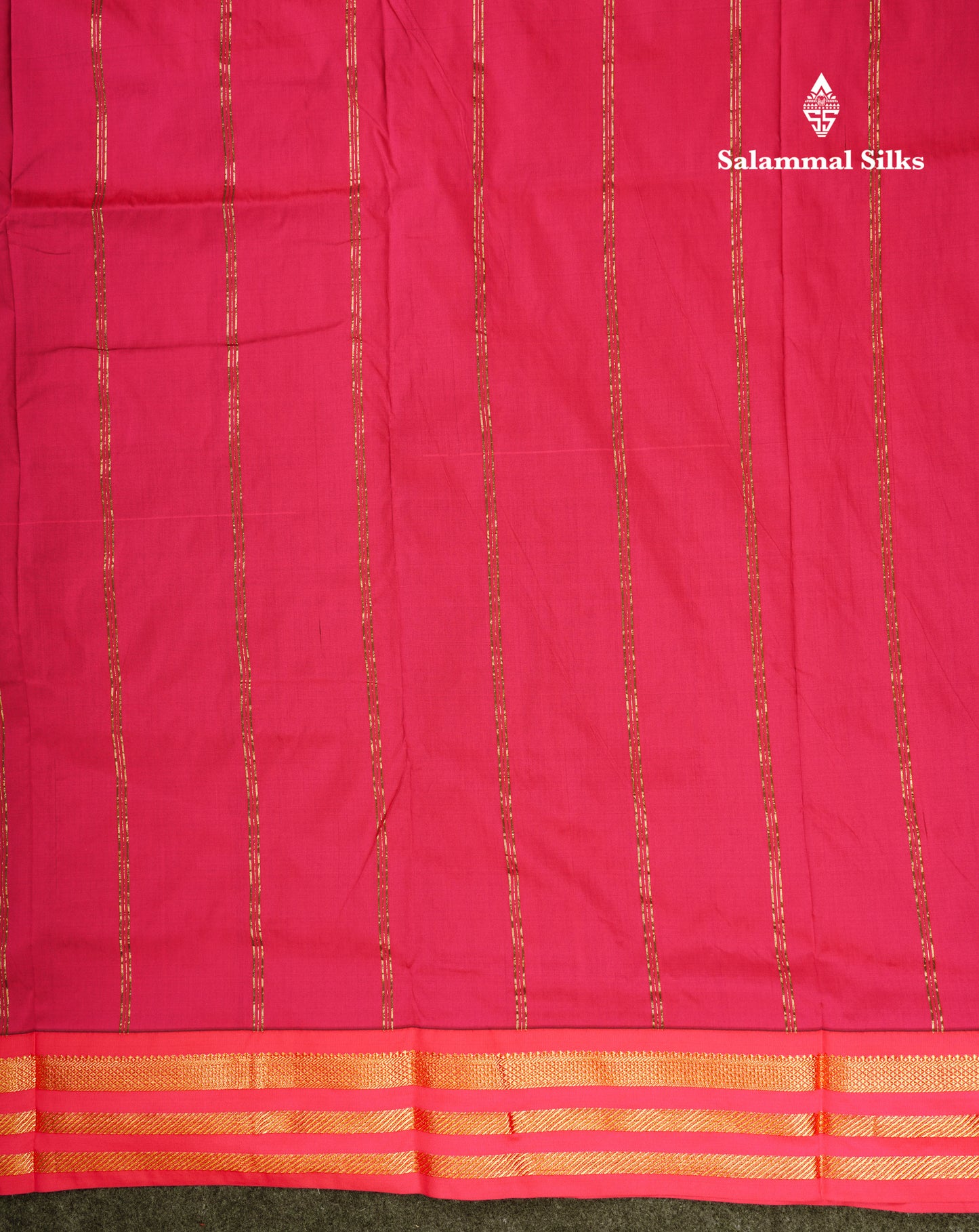 9.5 Yards Semi Silk Saree Peacock Green With Contrast Pink Traditional Border