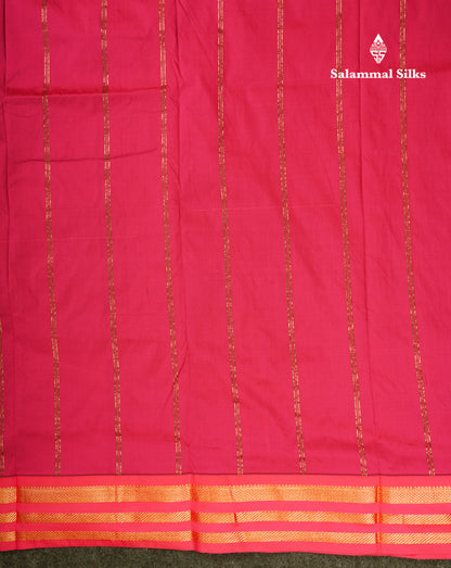 9.5 Yards Semi Silk Saree Peacock Green With Contrast Pink Traditional Border