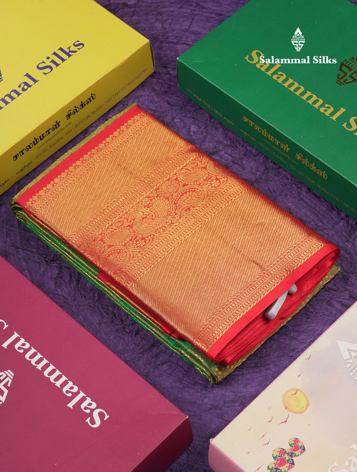 Beautiful Green Tissue Bridal Pure Kanjivaram Silk Saree With Contrast Chilly Red Traditional Evening Morning Border