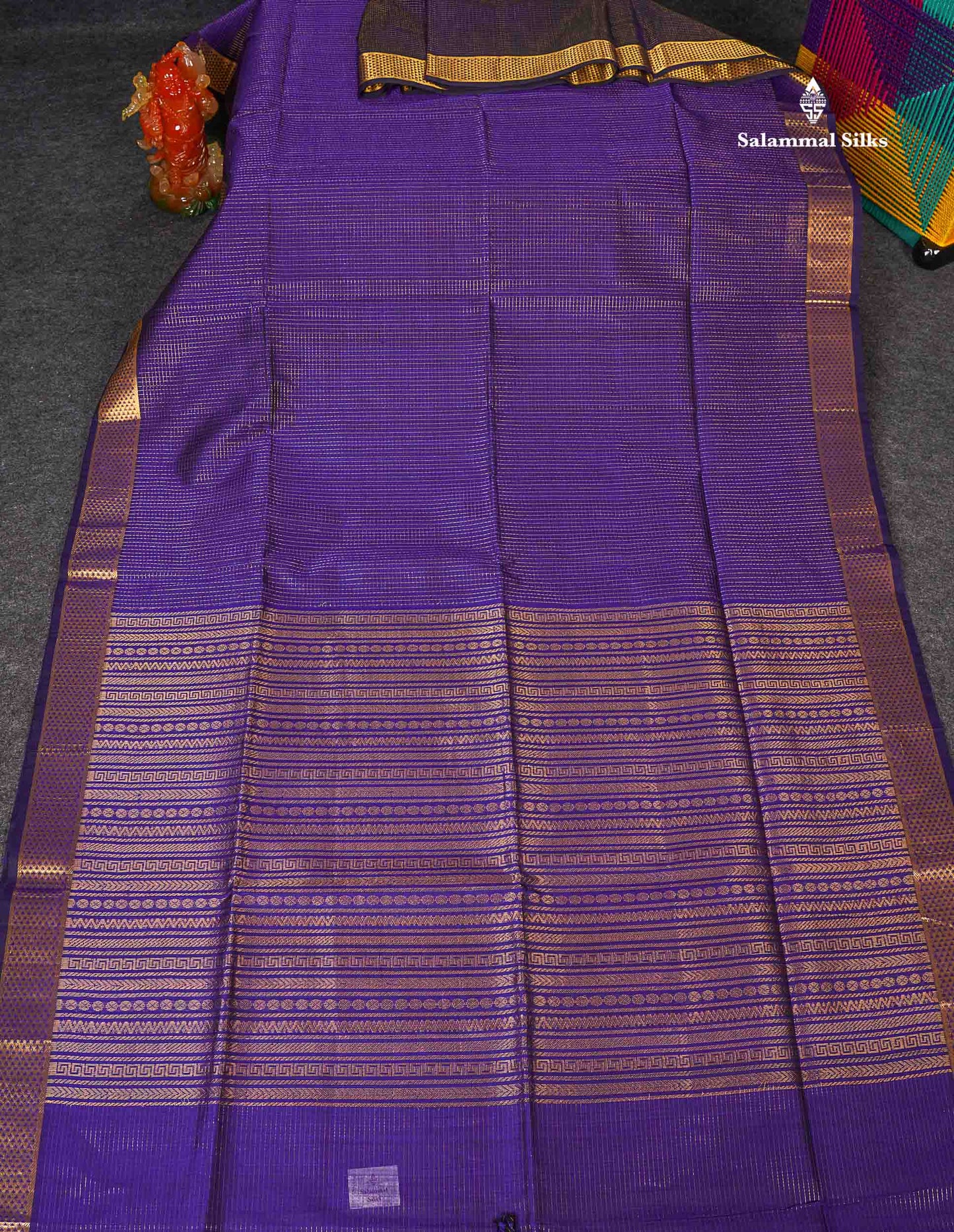 Pure Silk Cotton Saree - Maroon Colour Body Small Zari Checks With Traditional Border