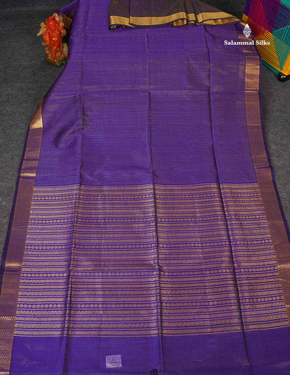 Pure Silk Cotton Saree - Maroon Colour Body Small Zari Checks With Traditional Border