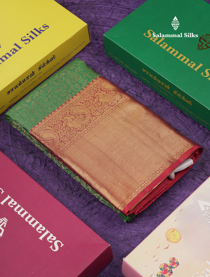 Beautiful Bottle Green Bridal Pure Kanjivaram Silk Saree With Contrast Dark Maroon Traditional Evening Morning Border