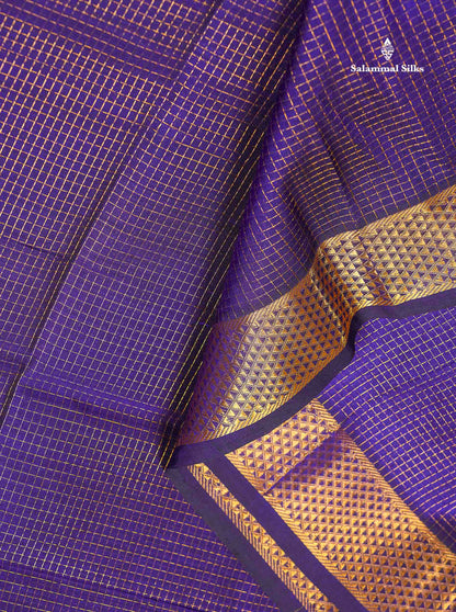 Pure Silk Cotton Saree - Maroon Colour Body Small Zari Checks With Traditional Border