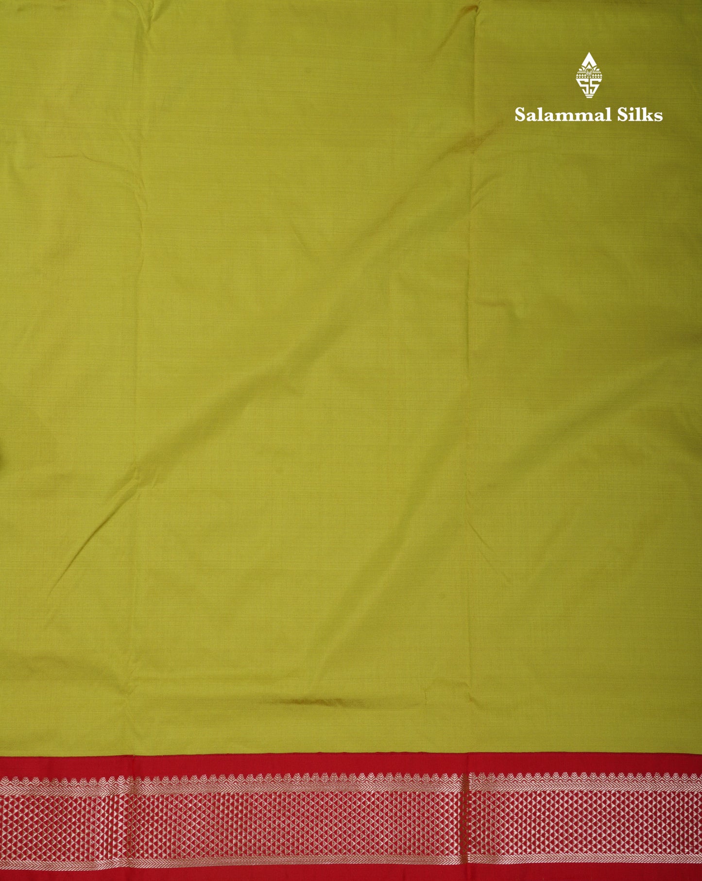 9.5 Yards Semi Silk Saree Parrot Green With Contrast Chilly Red Traditional Border
