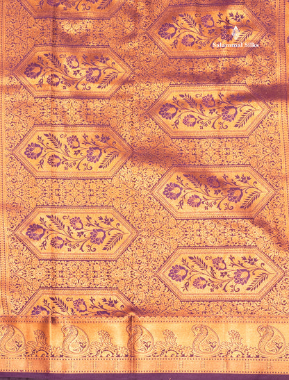 Bottle Green Colour Semi Silk Saree With Navy Blue Copper Zari Border