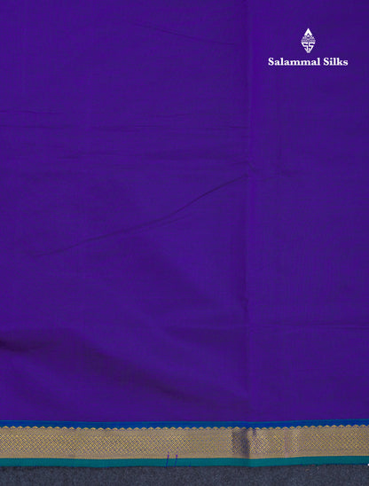 Beautiful Dark Purple Plain Semi Silk Cotton Saree With Contrast Olive Green Blouse