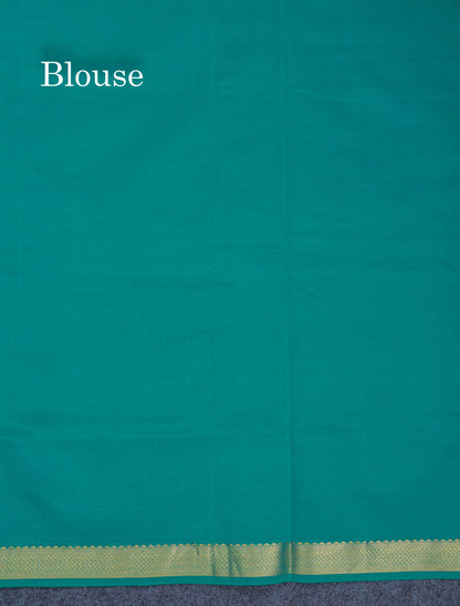 Beautiful Dark Purple Plain Semi Silk Cotton Saree With Contrast Olive Green Blouse