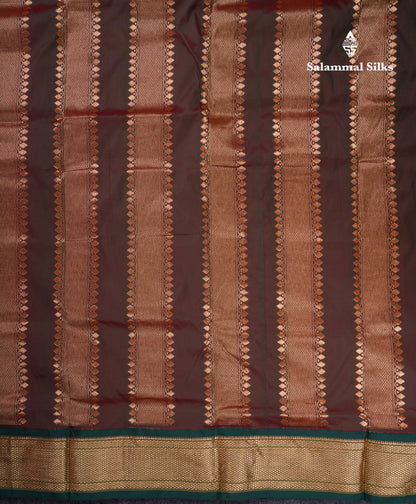 9.5 Yards Semi Silk Saree Pink With Contrast Bottle Green Traditional Border
