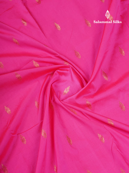 9.5 Yards Semi Silk Saree Pink With Contrast Bottle Green Traditional Border