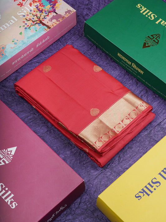 Dual Tone Pink Pure Kanjivaram Silk Saree With Self Traditional Border