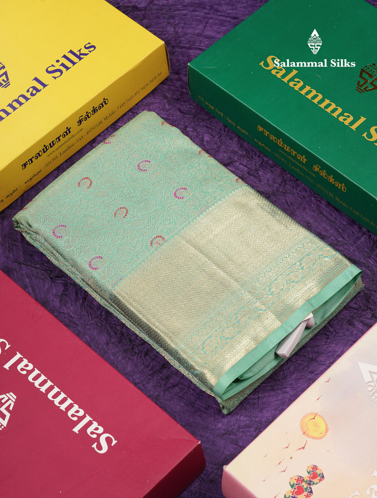 Beautiful Sapphire Green Bridal Meenakari Work Pure Kanjivaram Silk Saree With Traditional Border
