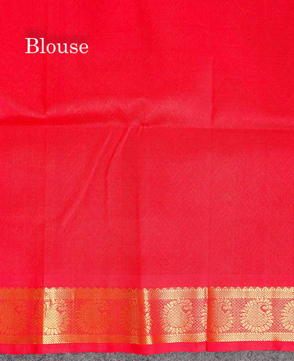 Pure Silk Cotton Saree - Chilly Red Colour Body Small Zari Checks With Traditional Border