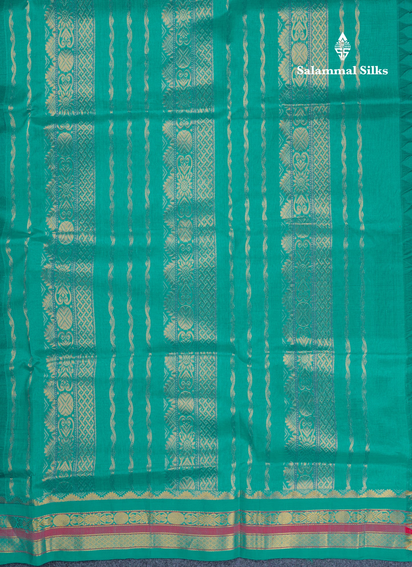 Beautiful Navy Blue Pure Silk Cotton Saree With Contrast Sapphire Green Traditional Border
