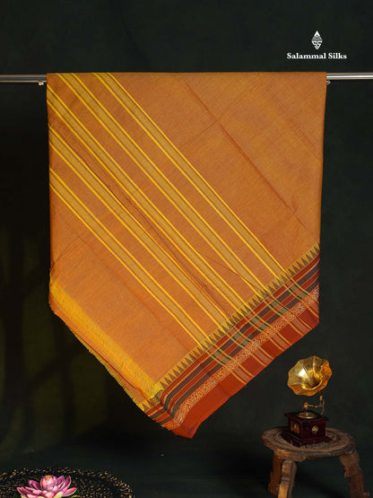 Chettinad Pure Cotton Saree - Rust Orange Colour Body Plain With Thread Work Border