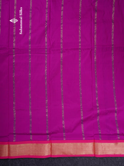 9.5 Yards Semi Silk Saree Royal Blue With Contrast Pink Traditional Border