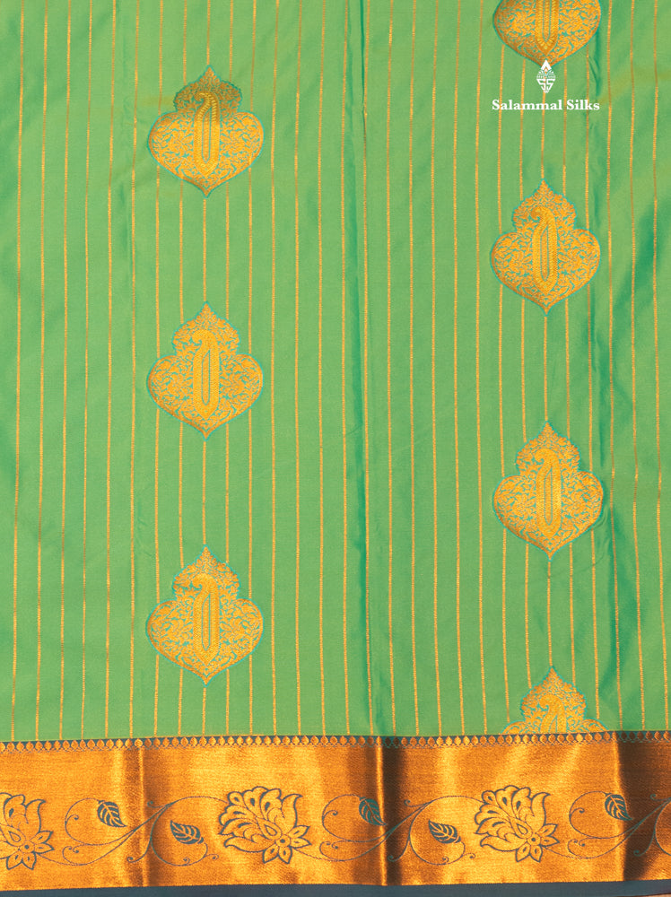 Saffire Green Colour Semi Silk Saree With Copper Zari Border