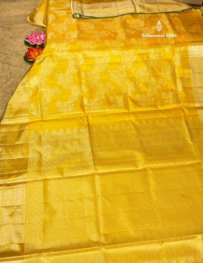 Gold Tissue Bridal Pure Kanjivaram Silk Saree With Self Traditional Border