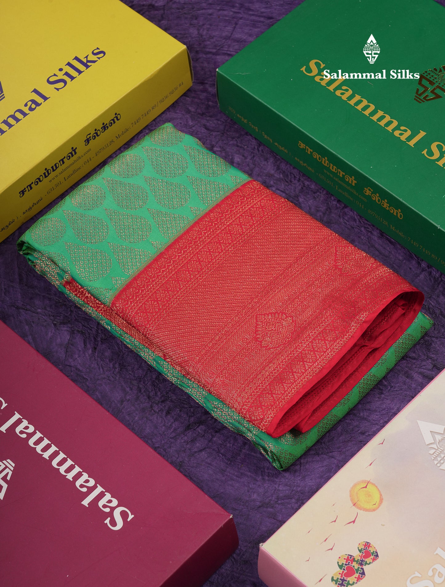 Beautiful Dual Tone Sapphire Green Pure Kanjivaram Silk Saree With Contrast Redish Maroon Traditional Border