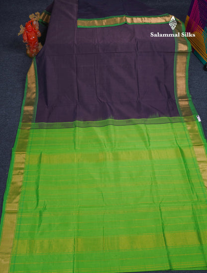 Beautiful Sapphire Green Semi Silk Cotton Saree With Contrast Navy Blue Blouse
