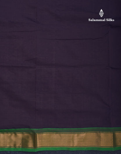 Beautiful Sapphire Green Semi Silk Cotton Saree With Contrast Navy Blue Blouse