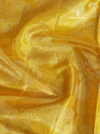 Gold Tissue Bridal Pure Kanjivaram Silk Saree With Self Traditional Border