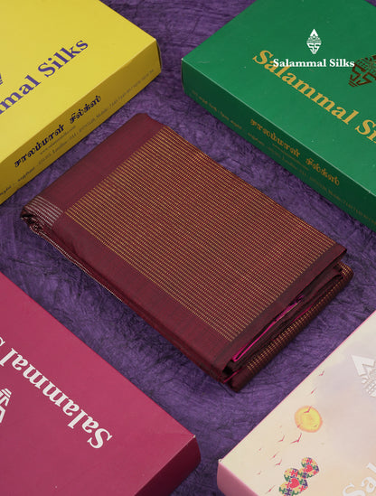 Beautiful Dark Maroon Silver & Gold Zari Fancy Pure Kanjivaram Silk Saree With Contrast Pink Blouse