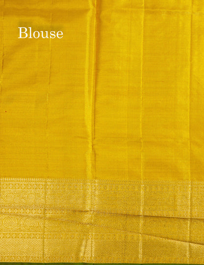 Gold Tissue Bridal Pure Kanjivaram Silk Saree With Self Traditional Border