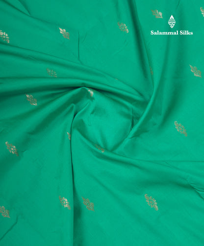 9.5 Yards Semi Silk Saree Sapphire Green With Contrast Pink Traditional Border