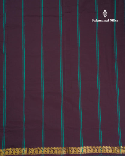 Beautiful Dark Purple Plain Semi Silk Cotton Saree With Contrast Olive Green Blouse