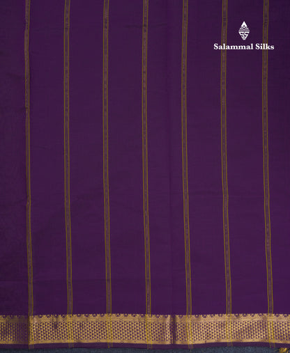 Olive Green Plain Semi Silk Cotton Saree With Contrast Dark Violet Blouse