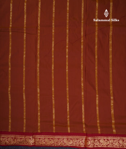 11 Yards Plain Semi Silk Saree Parrot Green with Contrast Dark Maroon Border
