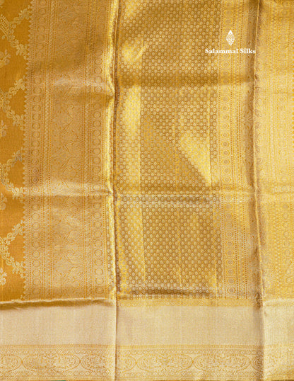 Gold Tissue Bridal Pure Kanjivaram Silk Saree With Self Border
