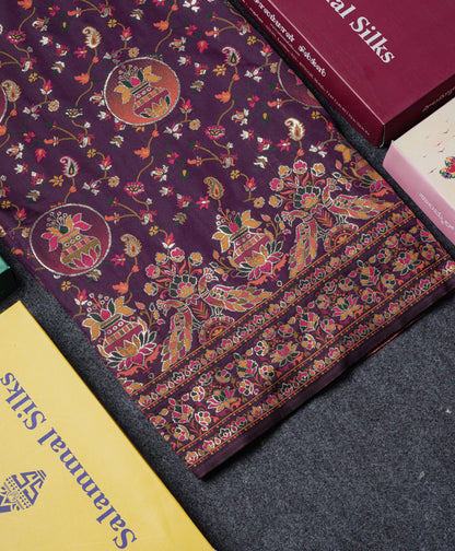 Dark Purple Colour Pashmina Saree With Rich Weaving Work